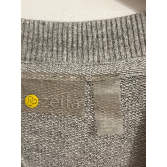 Zella Pullover Center Hem Short Front Sweatshirt Gray Sz Small - Picture 3 of 3